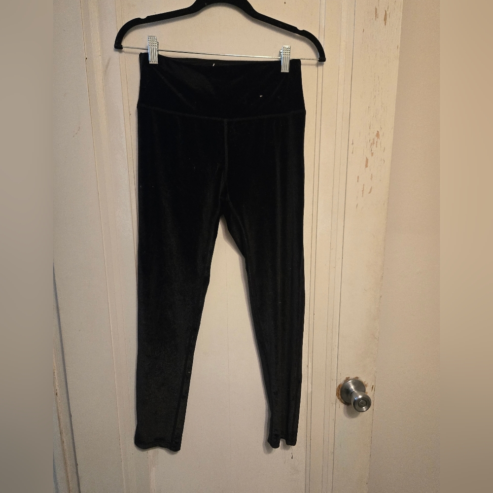 Black velvet leggings